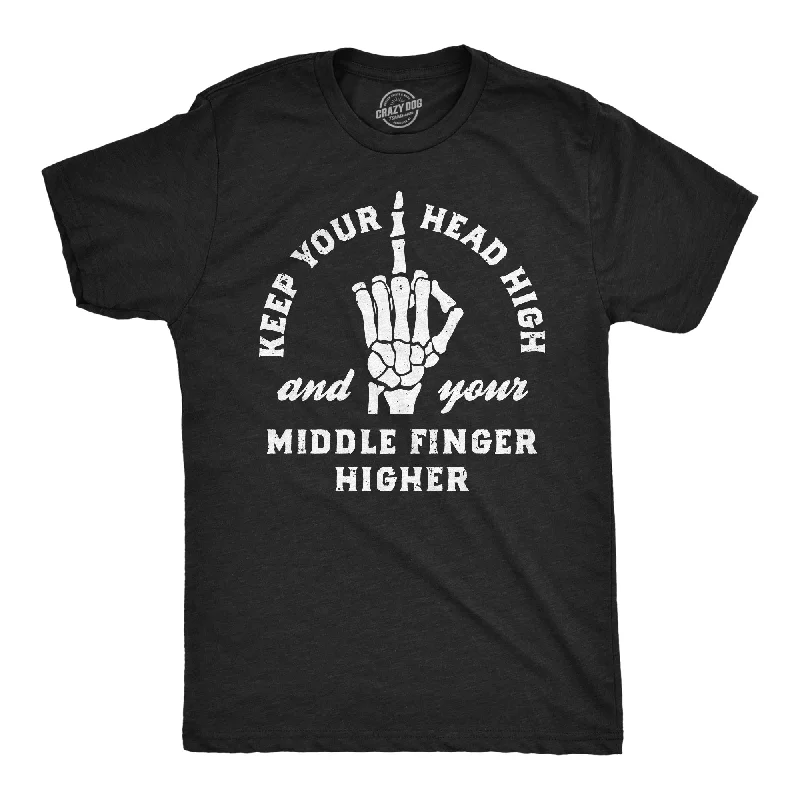 Men's contrast collar t-shirt-Keep Your Head High And Your Middle Finger Higher Men's T Shirt