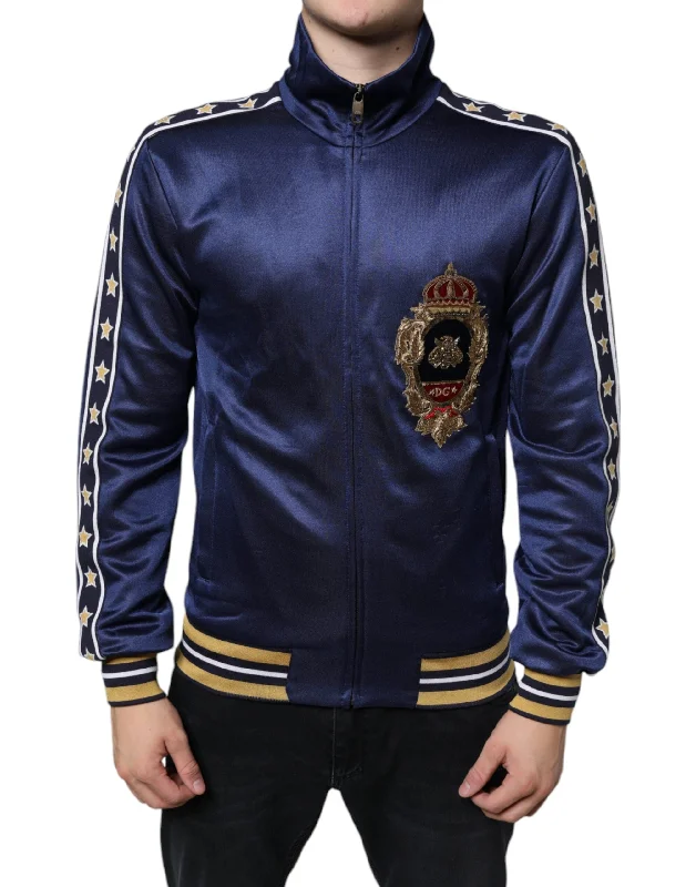 Men's recycled fabric sweater-Dolce & Gabbana Heraldic Patch Stripe King Bee Men's Sweater (Pre-Owned)