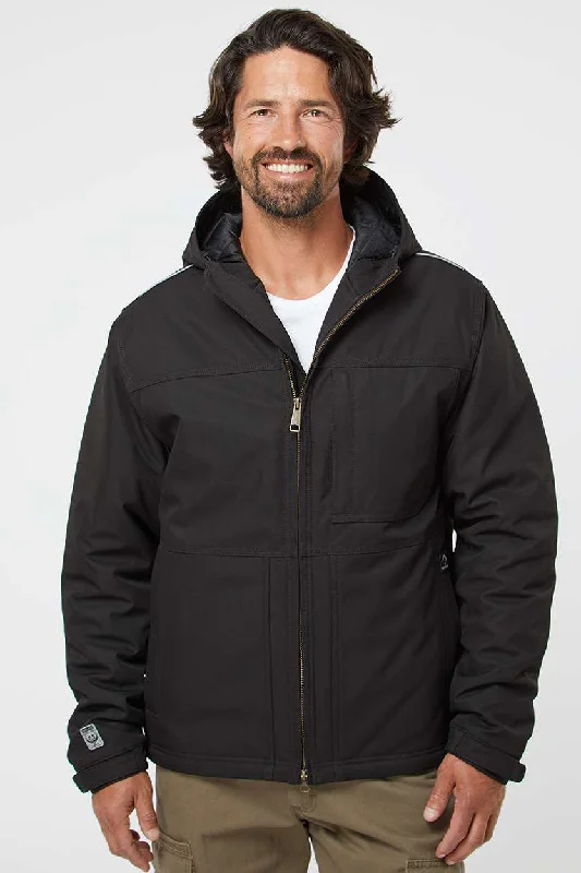 Men's antibacterial outdoor jacket-Dri Duck Mens Kodiak GrizzlyTex Water Resistant Canvas Full Zip Hooded Jacket - Black