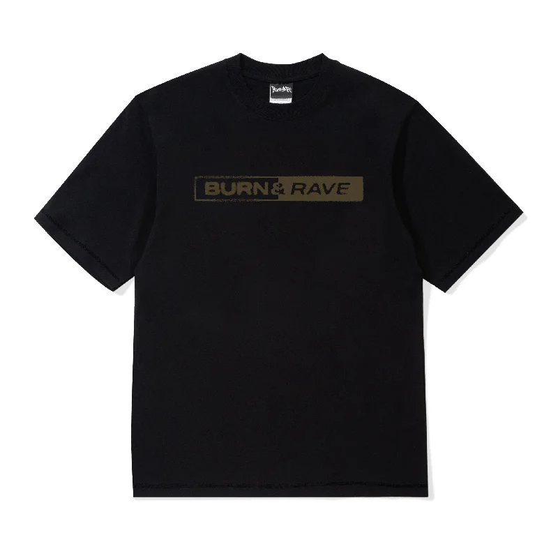 Men's bold stripe t-shirt-Burn & Rave T-shirt - Black