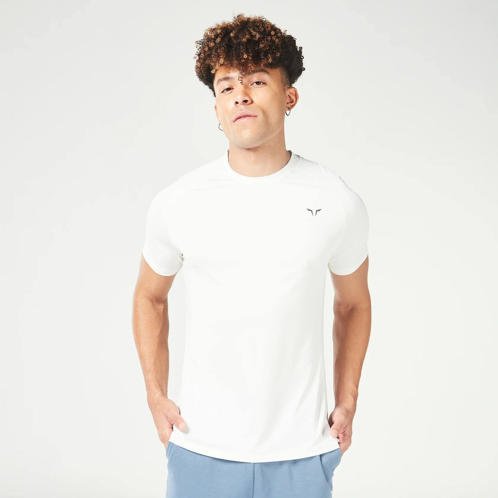 Men's luxury cotton t-shirt-Essential Gym Tee - Pearl White