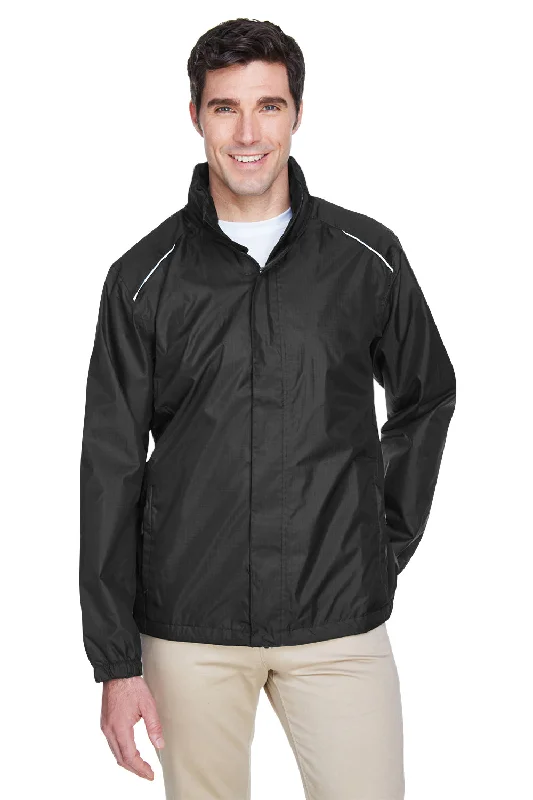 Men's tech-fabric casual jacket-Core 365 Mens Climate Waterproof Full Zip Hooded Jacket - Black