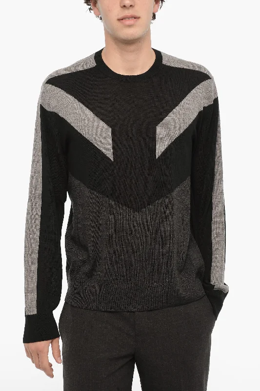 Men's lightweight knit-Neil Barrett Two-Tone Wool MODERNIST Sweater