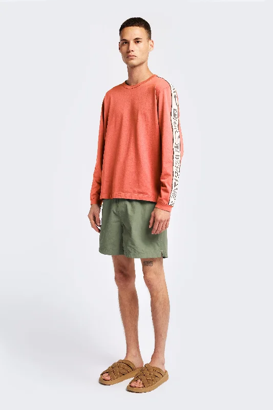 Men's luxury cotton t-shirt-Rein L/S T-Shirt Brick