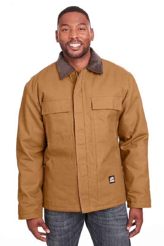 Men's comfortable weekend jacket-Berne Mens Heritage Duck Water Resistant Chore Full Zip Jacket - Duck Brown