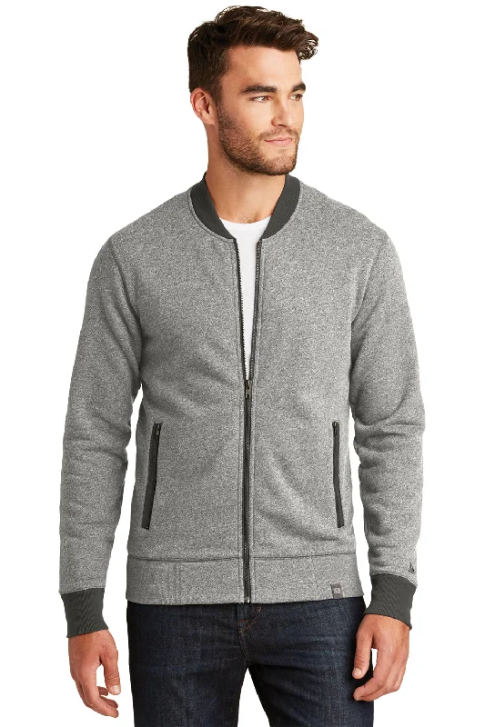 Men's wrinkle-free wool coat-New Era Mens Sueded French Terry Full Zip Jacket - Light Graphite Grey Twist/Graphite Grey