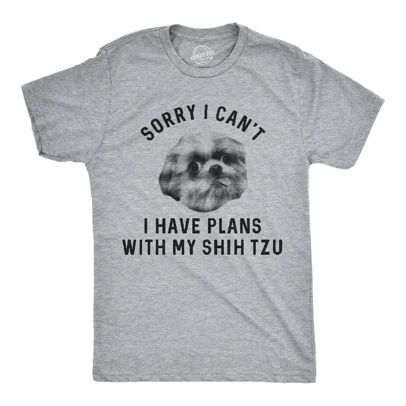 Men's classic casual t-shirt-Sorry I Can't I Have Plans With My Shih Tzu Men's T Shirt