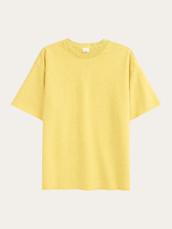 Men's casual comfort t-shirt-Loose fit reactive dyed sweat t-shirt - GOTS/Vegan - Misted Yellow