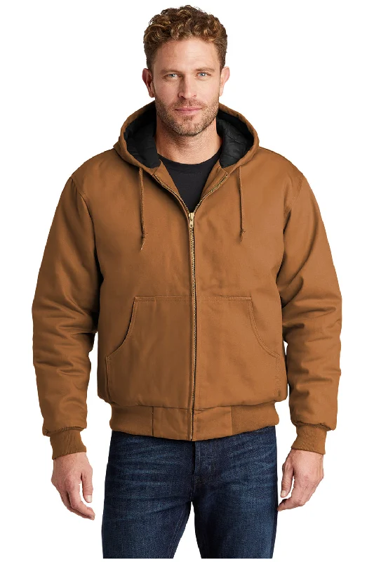 Men's fashion-forward trench coat-CornerStone Mens Duck Cloth Full Zip Hooded Jacket - Duck Brown