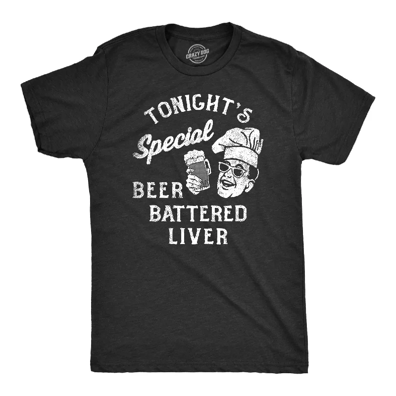 Men's sporty casual t-shirt-Tonights Special Beer Battered Liver Men's T Shirt