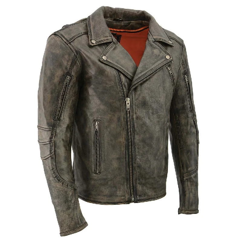 Men's modern varsity jacket-Milwaukee Leather MLM1515 Men's Classic Beltless Distressed Brown Leather Triple Stitched Motorcycle Biker Jacket