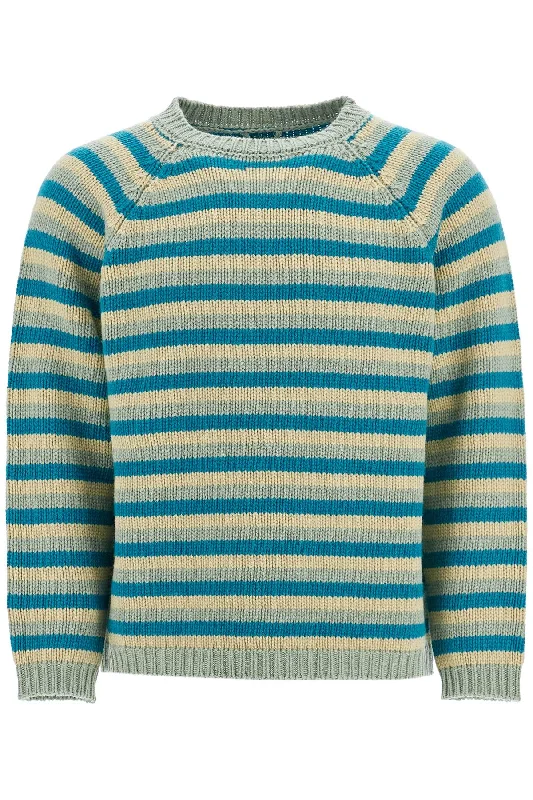 Men's soccer sweater-Bode Men's Striped Wool Pullover Sweater