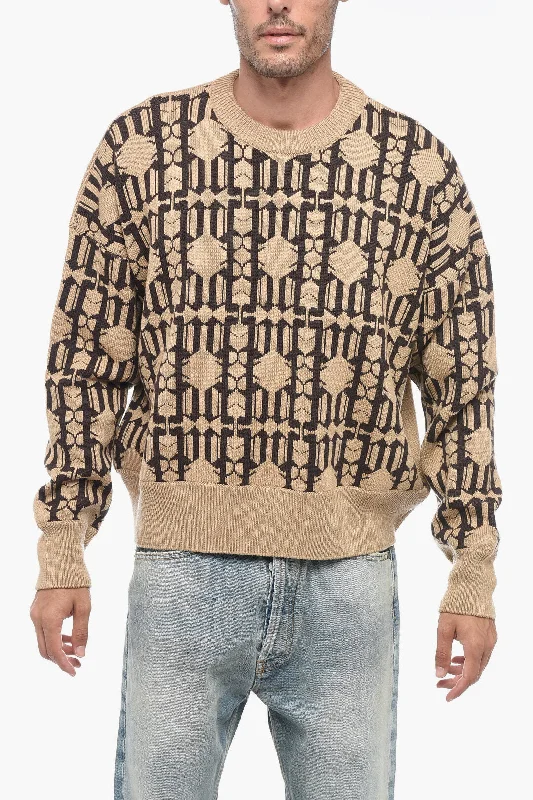 Men's biking knit-Palm Angels Embroidered ALLOVER MONOGRAM Jacquard Sweater