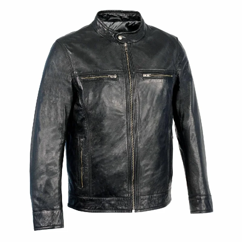 Men's modern safari jacket-Milwaukee Leather SFM1865 Men's Black Classic Fashion Leather Jacket with Zipper Closure