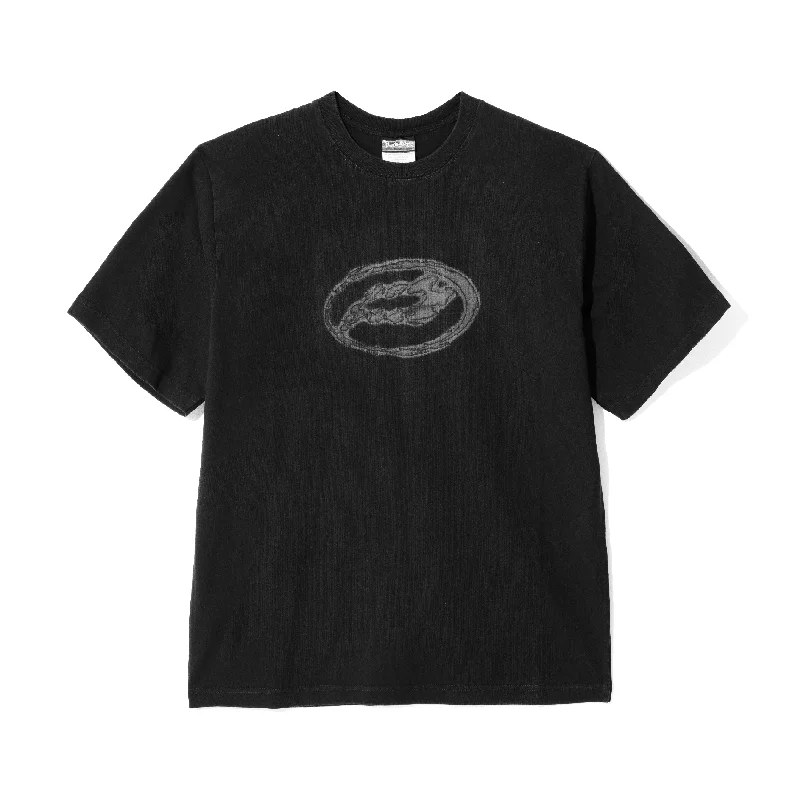 Men's contrast collar t-shirt-P Logo T-shirt - Black Washed