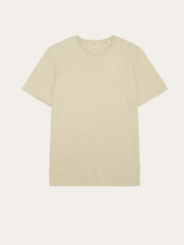 Men's quick-dry casual t-shirt-Regular fit Basic tee - Safari melange