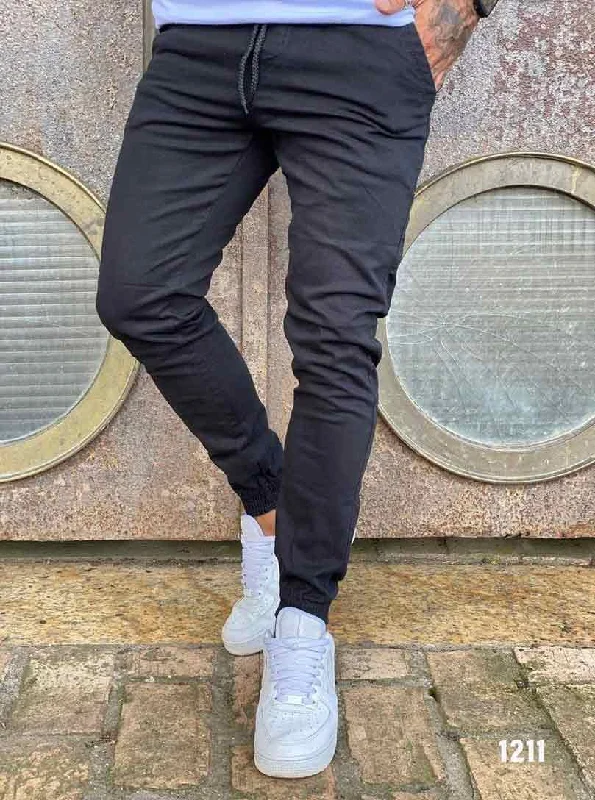 mens windproof pants-Jogger Pants Black