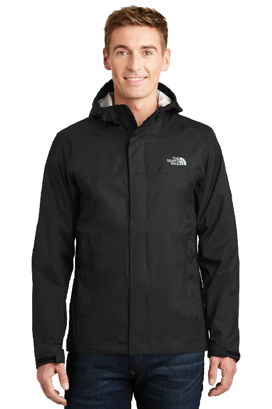 Men's performance bomber jacket-The North Face Mens DryVent Windproof & Waterproof Full Zip Hooded Jacket - Black