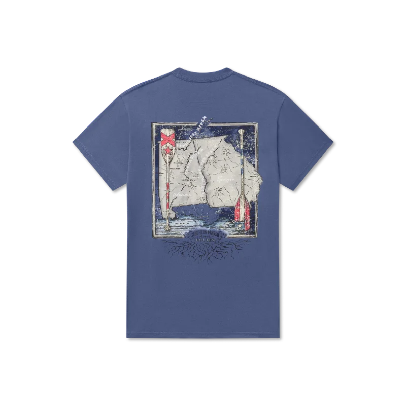 Men's geometric print t-shirt-River Route Collection Tee - Alabama & Georgia