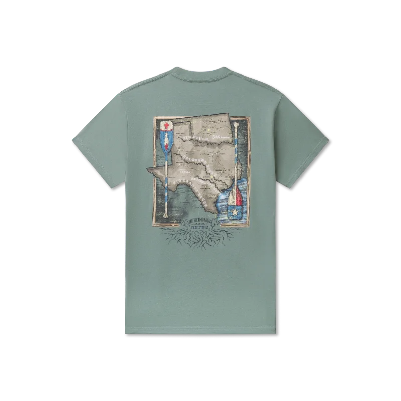 Men's pre-washed t-shirt-River Route Collection Tee - Texas & Oklahoma